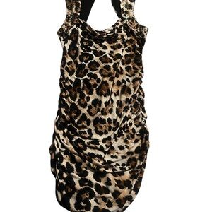 Thalia Sodi Animal Print Dress with Gold Studs